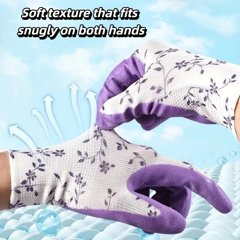 Women's Nylon Gardening Gloves – 2 Pairs for Planting & Weeding Gardening Gloves Qme