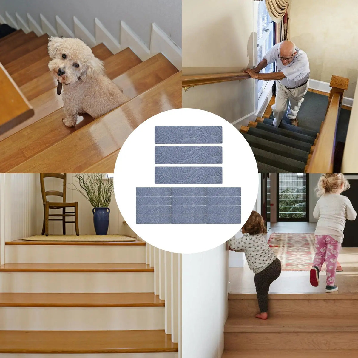 Non-Slip Stair Step Treads Peel & Stick Safety Rug – 15 Pack Stair Step Treads Qme