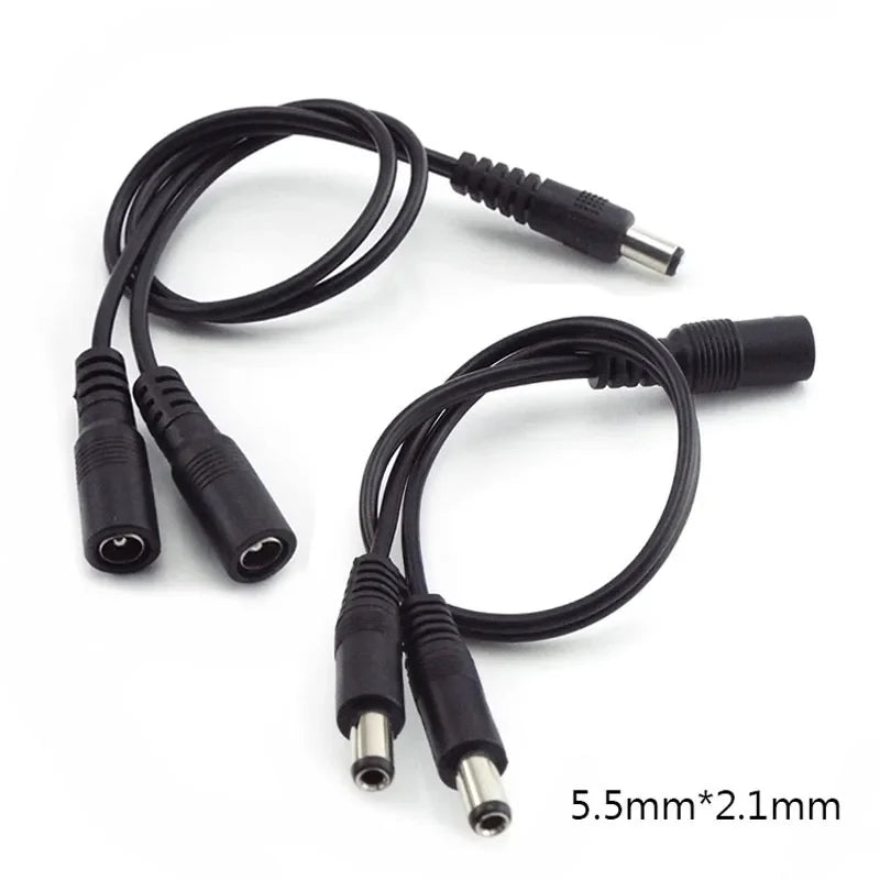 DC Power Splitter 5.5x2.1mm 1 Female to 2 Male Connector DC Power Splitter Qme