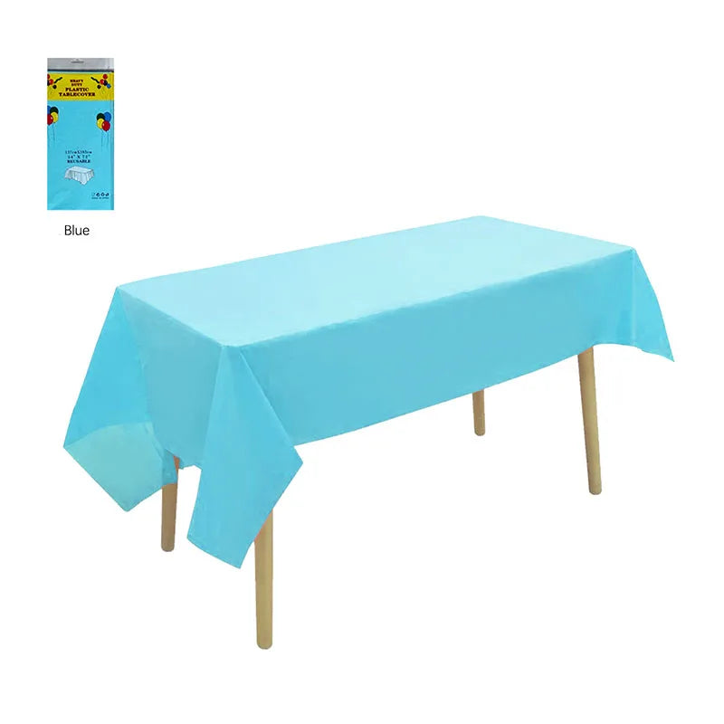 Disposable Waterproof Tablecloths – PE Party & Camping Cover Disposable Tablecloth Qme Sky Blue 1PCS 137X183cm