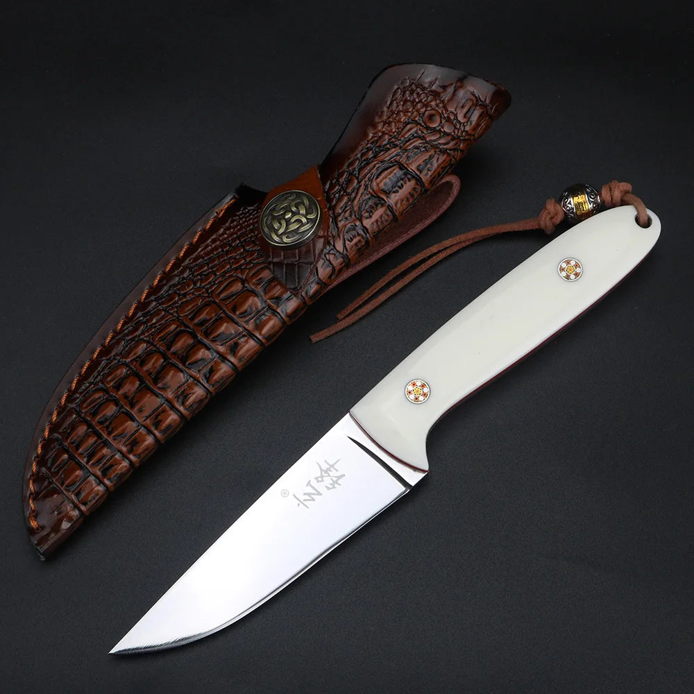 XUAN FENG 5CR Fixed Blade Knife – Outdoor Camping Survival Fixed Blade Knife Qst WHITE