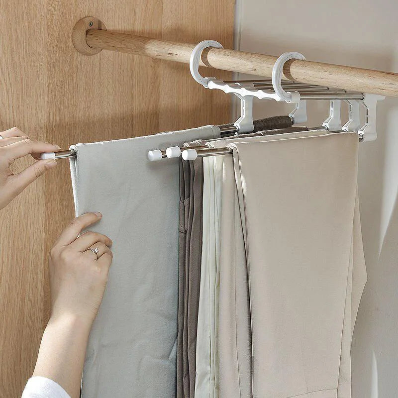 Stainless Steel Folding Trouser & Tie Rack Hanger Organizer Folding Clothes Hanger Qme