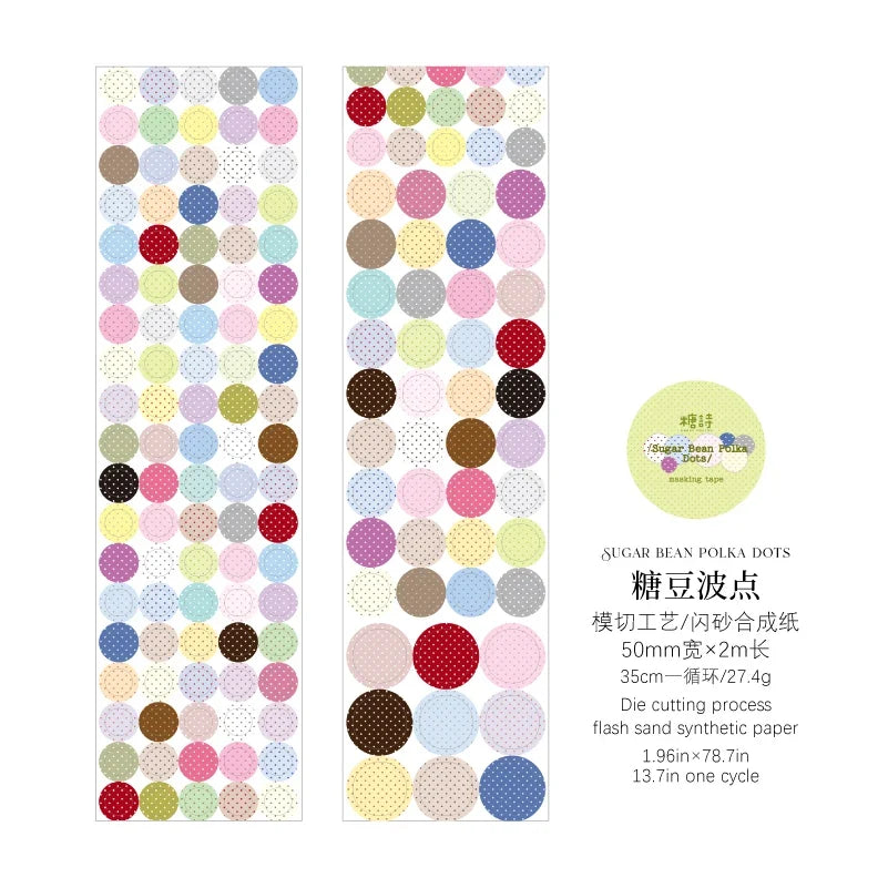 Kawaii Wave Point Masking Tape 50mm×2m – DIY Craft & Collage Decorative Masking Tape Qme A 1 Roll