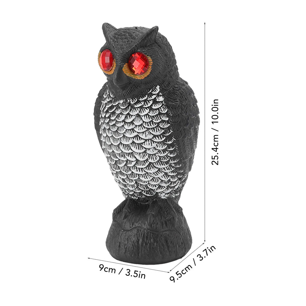 Owl Decoy Bird Deterrent – Plastic Scare Owl with Red Eyes Garden Bird Decoy Qme