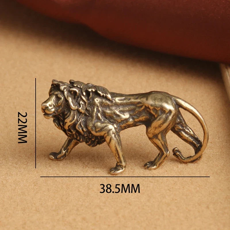 Pure Copper Lion King Miniature Figurine | Desk Décor Copper Figurine Qme