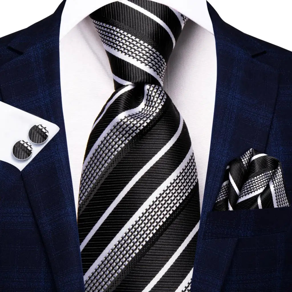 Jacquard Peacock Blue Wedding Tie, Hanky & Cufflinks Set Necktie Gift Set Qme 3546