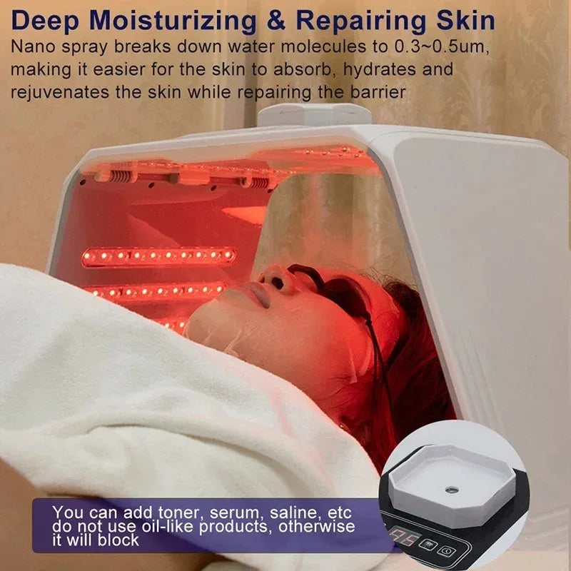 7-Color LED Photon Face Mask with Nano Spray | PDT Skin Care LED Photon Skin Mask Qst