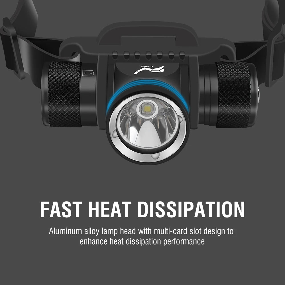 BORUiT HP900 800 Lumen IPX8 Diving Headlamp Waterproof Torch Waterproof Diving Headlamp Qst