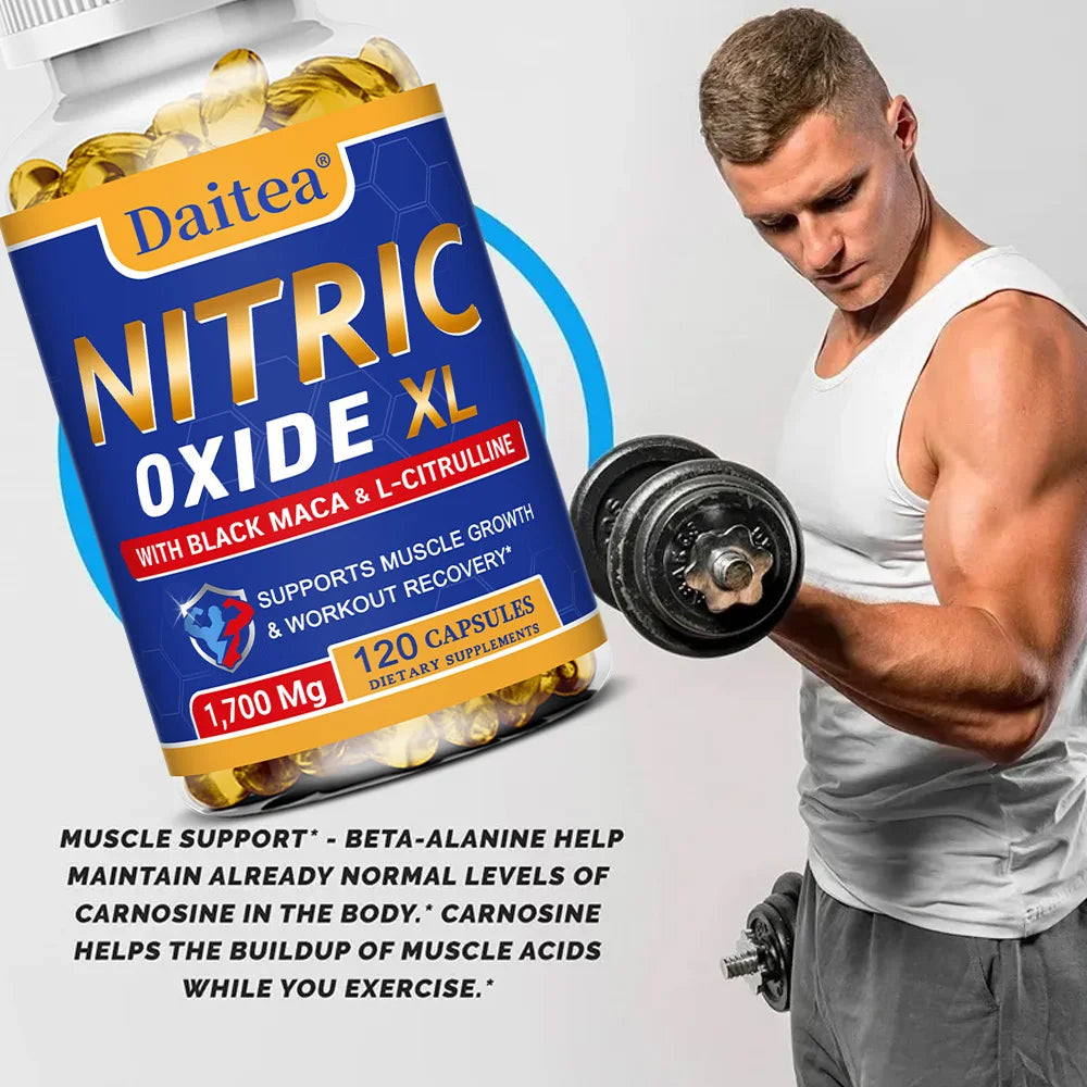 Nitric Oxide Capsules for Men – Maca Root Extract Formula Men's Health Supplement Qst
