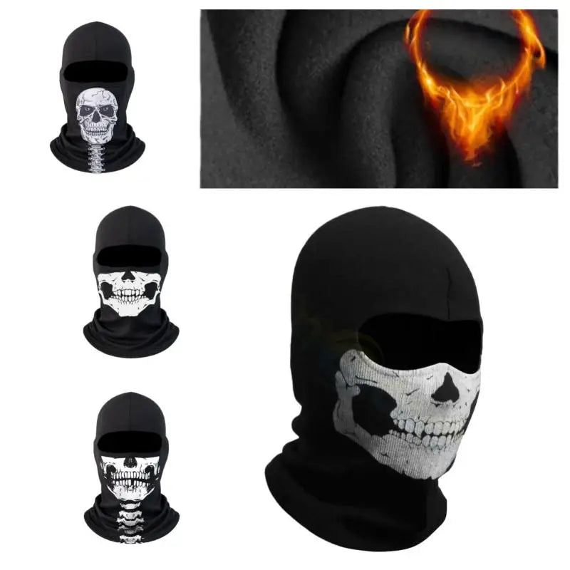 Skull Print Balaclava Full Face Mask – Windproof Helmet Liner Balaclava Face Mask Qst