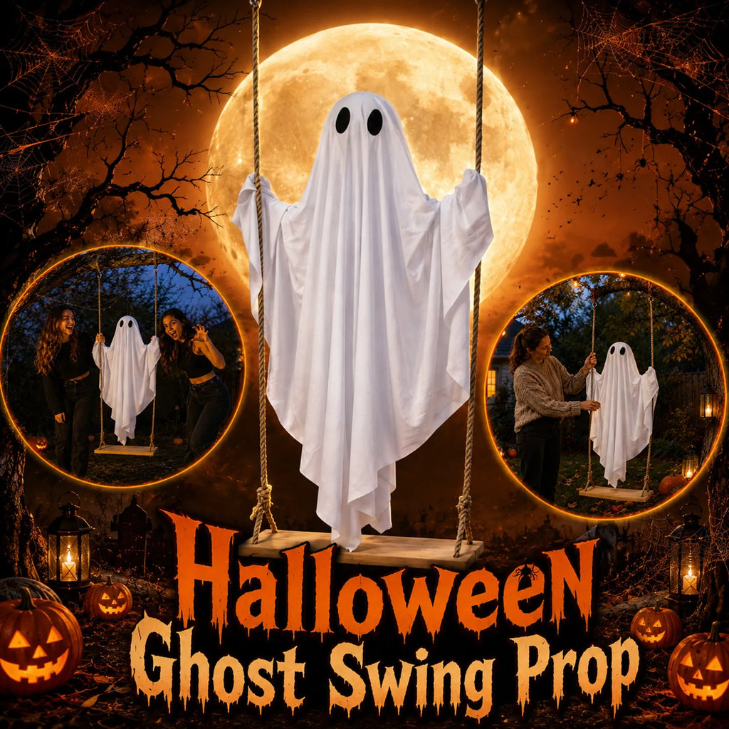 Halloween Glowing Ghost Swing Ornament | LED Hanging Decor Halloween Hanging Ornament Qme