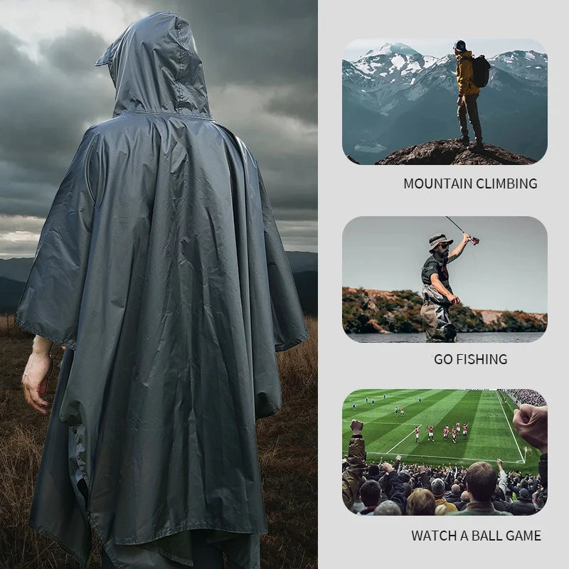 3-in-1 Military Rain Poncho – Waterproof Camping & Hiking Rain Poncho Qst