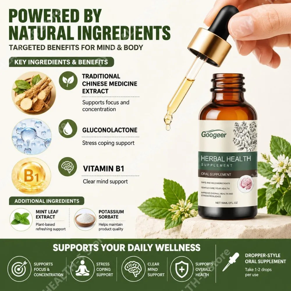 Googeer Herbal Supplement Drops – Vitamin B1 & Gluconolactone 59ml Herbal Supplement Drops Qst