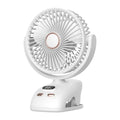 Clip-On Rechargeable Desk Fan | LED Display & 5 Wind Speeds Clip-On Personal Fan Qme WHITE China Mainland