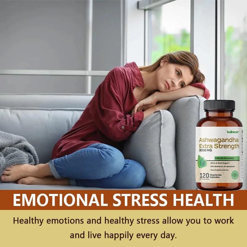 Ashwagandha 3000mg Capsules with Black Pepper | VITALXTRA Herbal Supplement Qst
