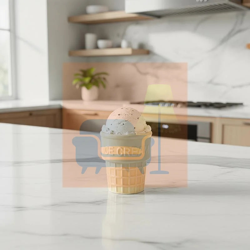 Colorful Ceramic Ice Cream Mug – Waffle Cone Design Cup Ceramic Dessert Mug Qme