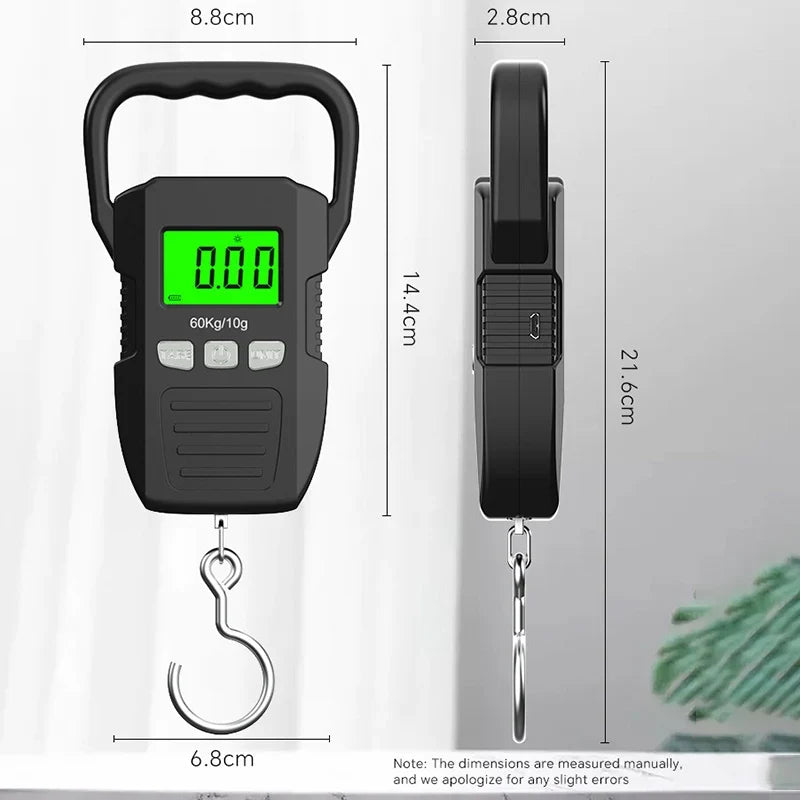 Portable Digital Hanging Scale 60kg – USB Rechargeable LCD Digital Hanging Scale Qme