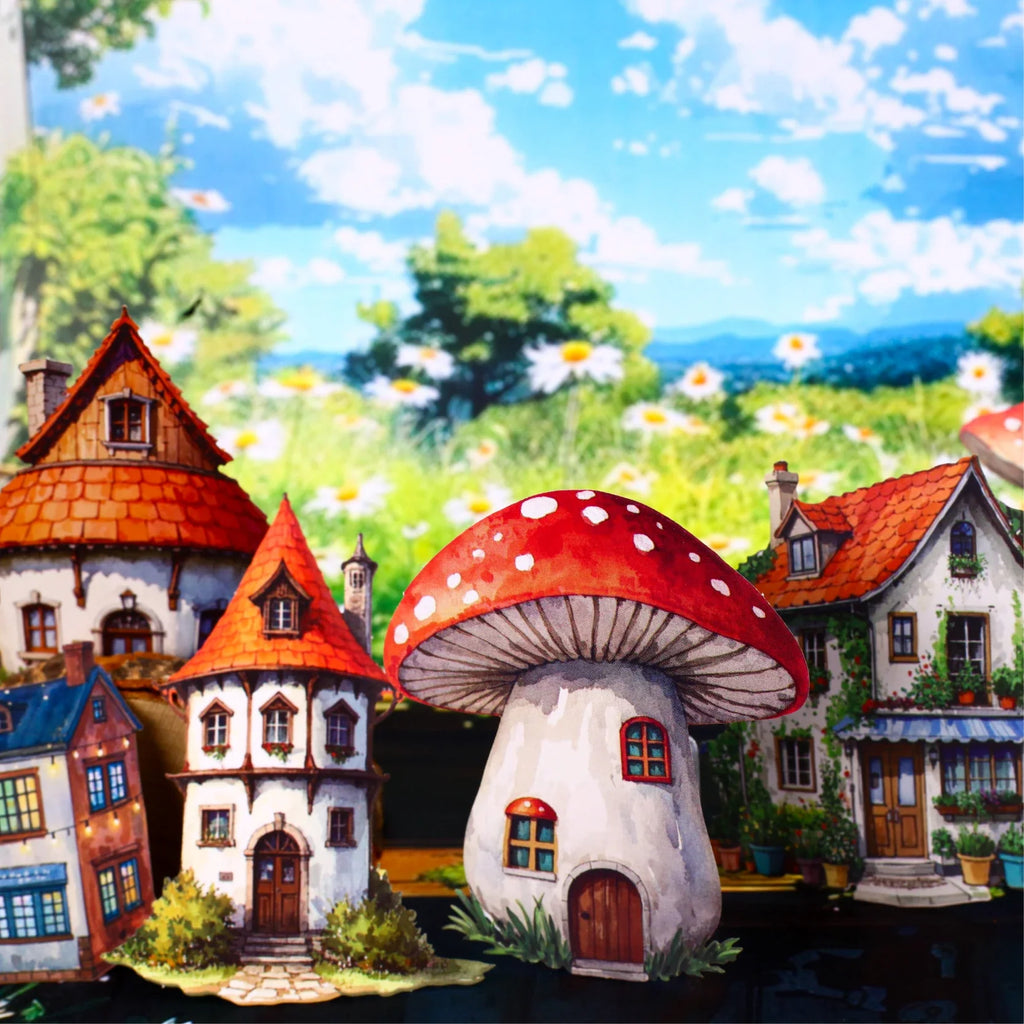 Fairy Tale Mushroom Town Stickers – DIY Scrapbooking Decor Decorative Craft Stickers Qme