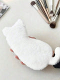 Japanese Cat Plush Pencil Case – Large Capacity Cute Pen Bag Plush Pencil Case Qme white