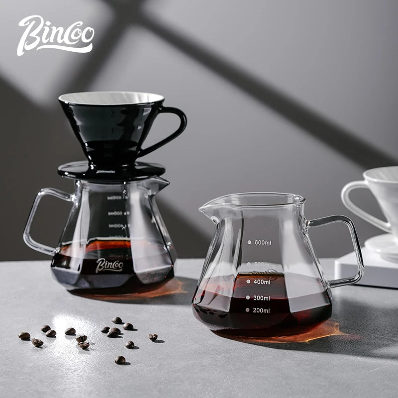 Ceramic Pour Over Coffee Dripper & Glass Server Set Pour Over Coffee Set Qst WHITE