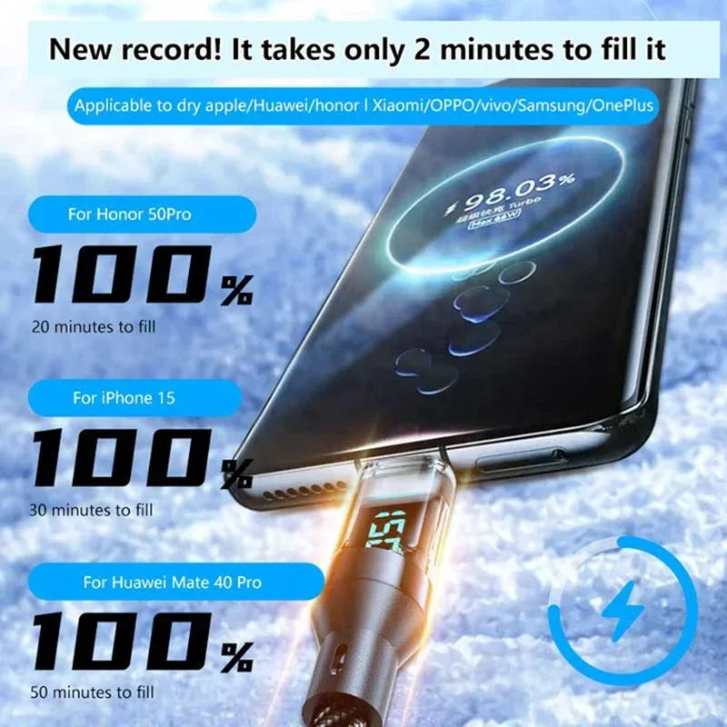 USB-C to USB-C 100W Fast Charging Cable with LED Display USB-C Charging Cable Qst