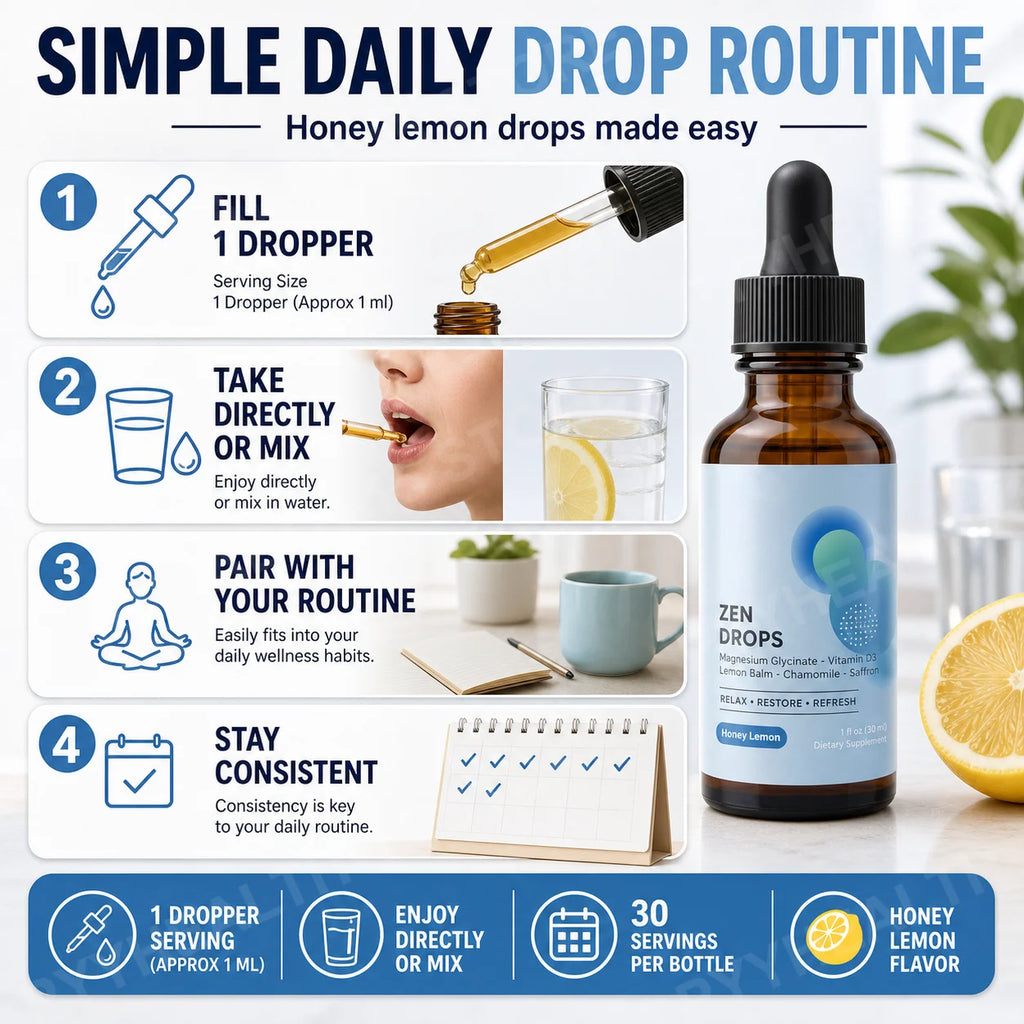 Magnesium Glycinate Liquid Drops – Vitamin D3, L-Theanine, Lemon Balm Liquid Supplement Drops Qst