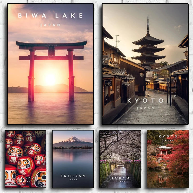 Tokyo Kyoto Pastel Anime City Canvas Wall Art – Unframed Canvas Wall Art Qst