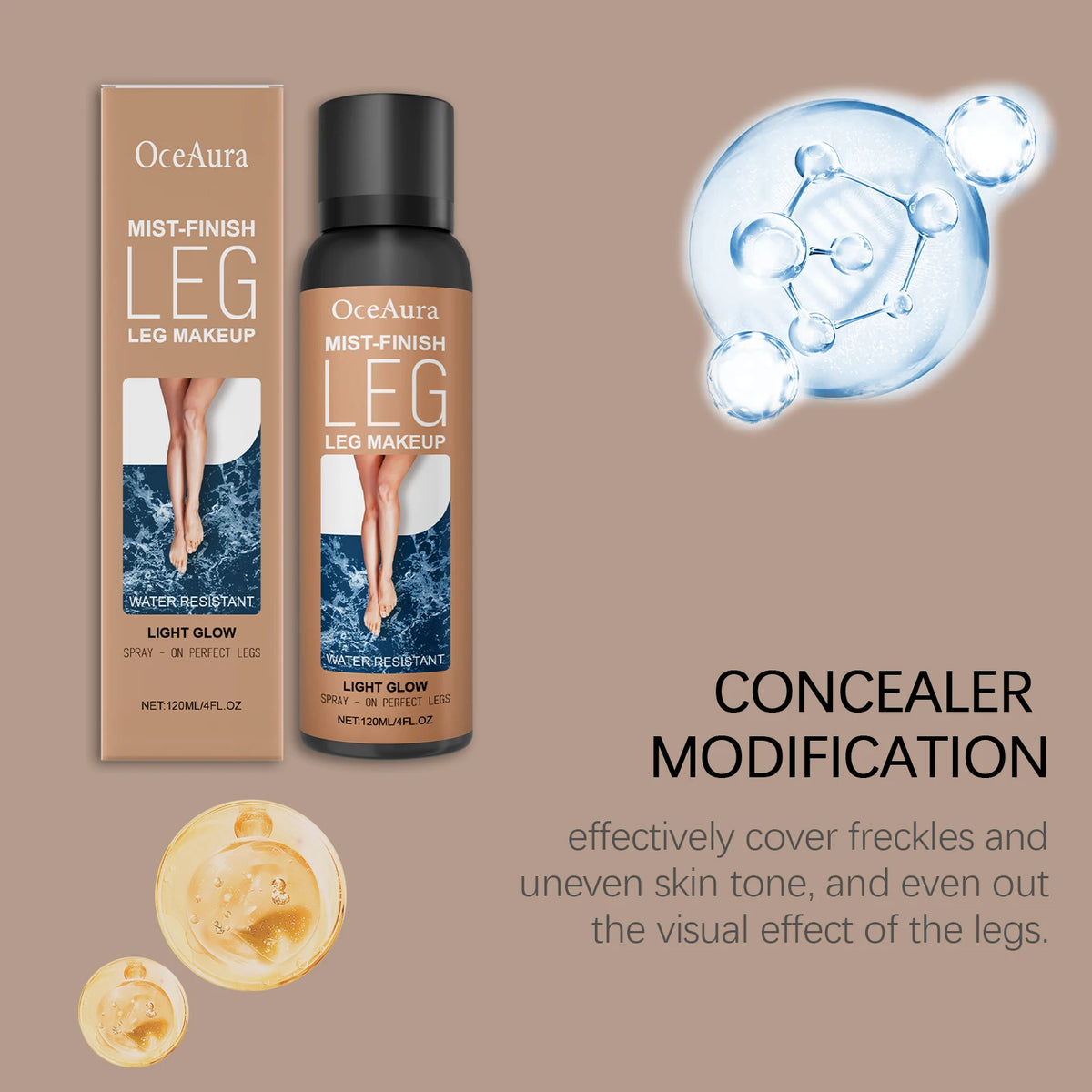 OceAura Leg Makeup Spray – Waterproof Tanning Coverage 100ml Body Makeup Spray Qst