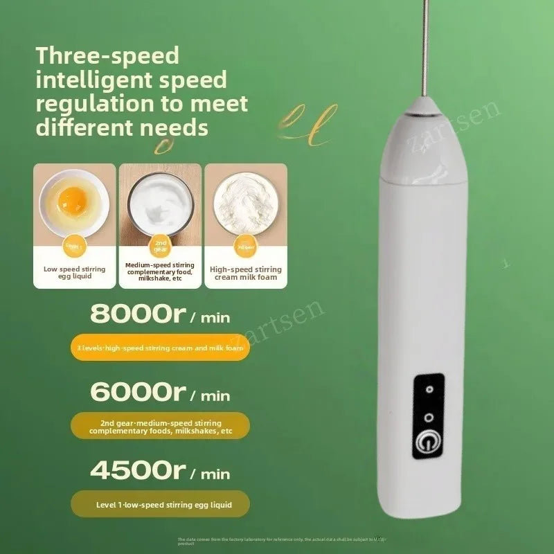 ZARTSEN Wireless Milk Frother USB-C Rechargeable Handheld Whisk Milk Frother Qst