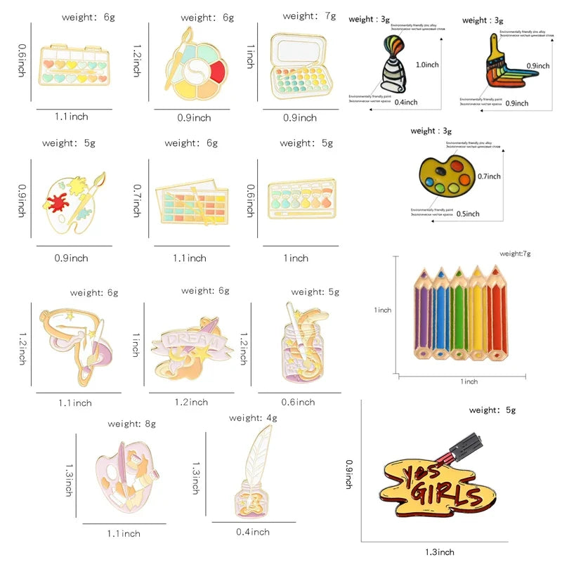 Brush Art Oil Painting Enamel Pin – Cartoon Artist Brooch Enamel Lapel Pin Qme