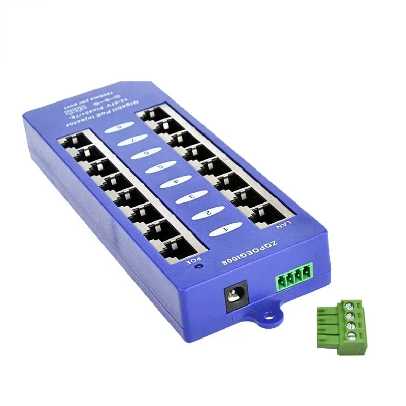 Mode B Gigabit PoE Injector Patch Panel 802.3af 8-Port 1000Mbps PoE Injector Patch Panel Qme
