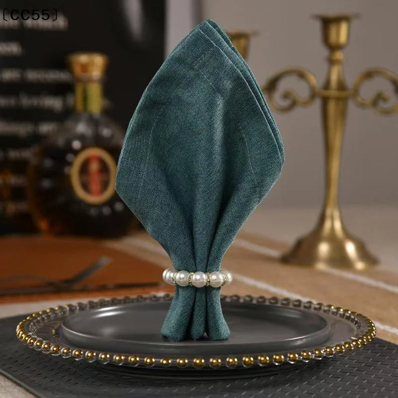 Beaded Pearl Gold Napkin Rings – Elegant Holder for Dining Napkin Ring Qst
