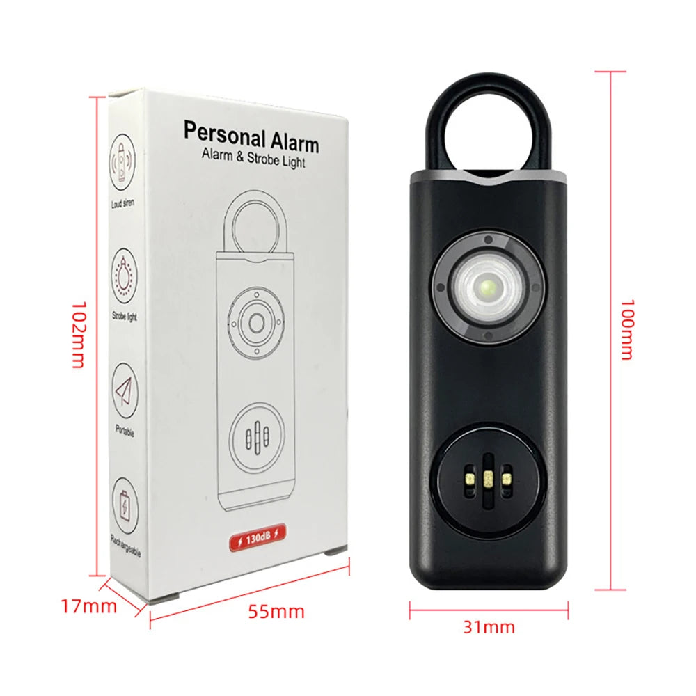 BORUiT EDC Keychain Flashlight – 130dB Alarm, Type-C Rechargeable EDC Keychain Flashlight Qst