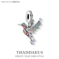 Colourful Hummingbird 925 Sterling Silver Dangle Charm Pendant Sterling Silver Pendant Qme Ring