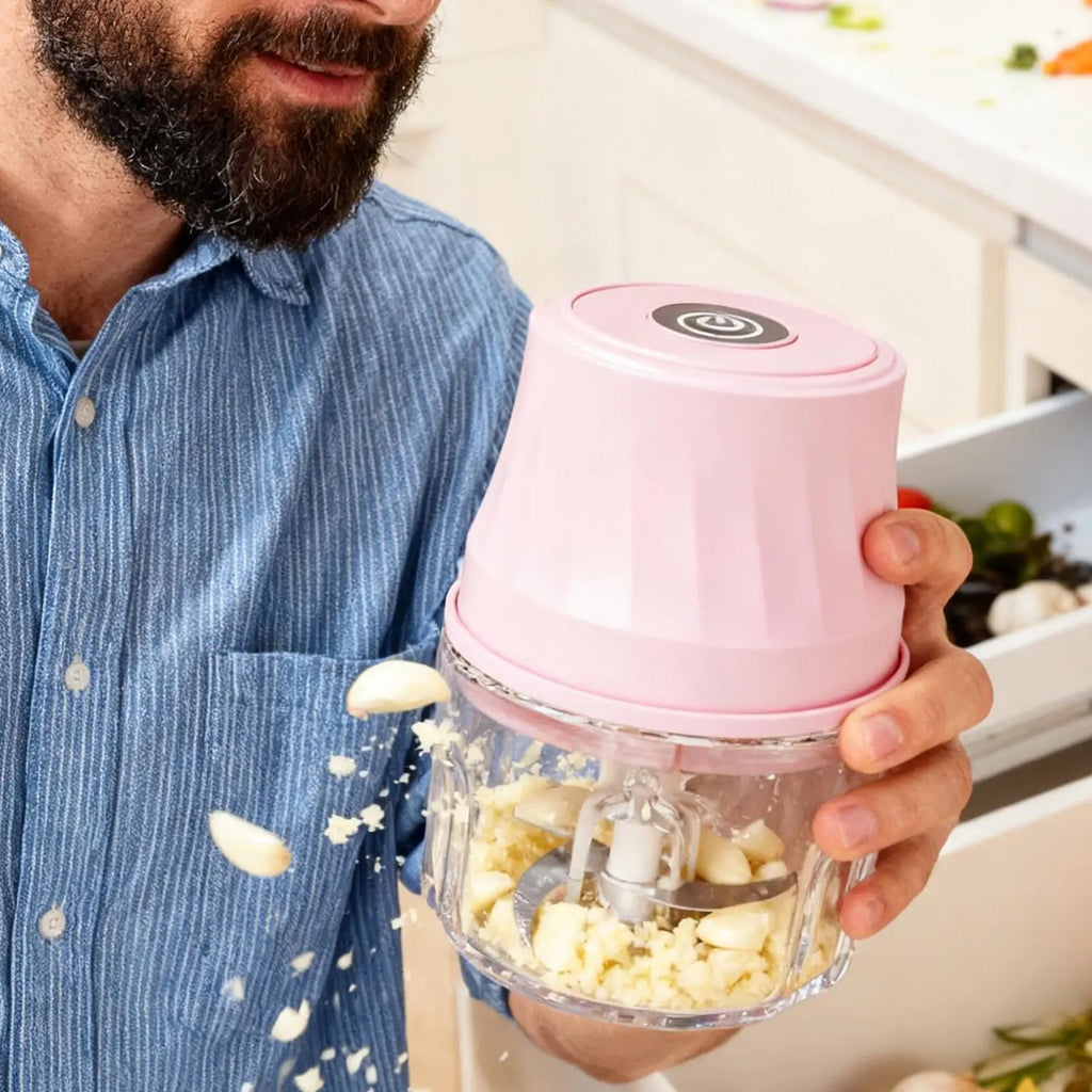 Mini Electric Garlic Chopper – High-Speed Mincer & Puree Electric Food Chopper Qme