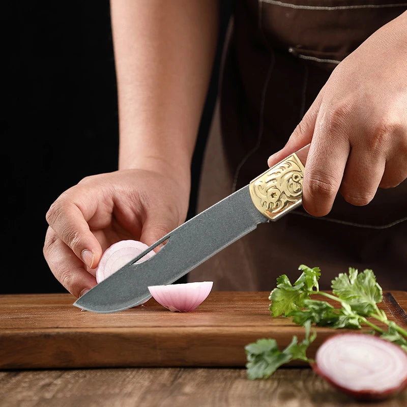 Folding Kitchen Knife – Stainless Steel Blade & Wood Handle Folding Kitchen Knife Qst