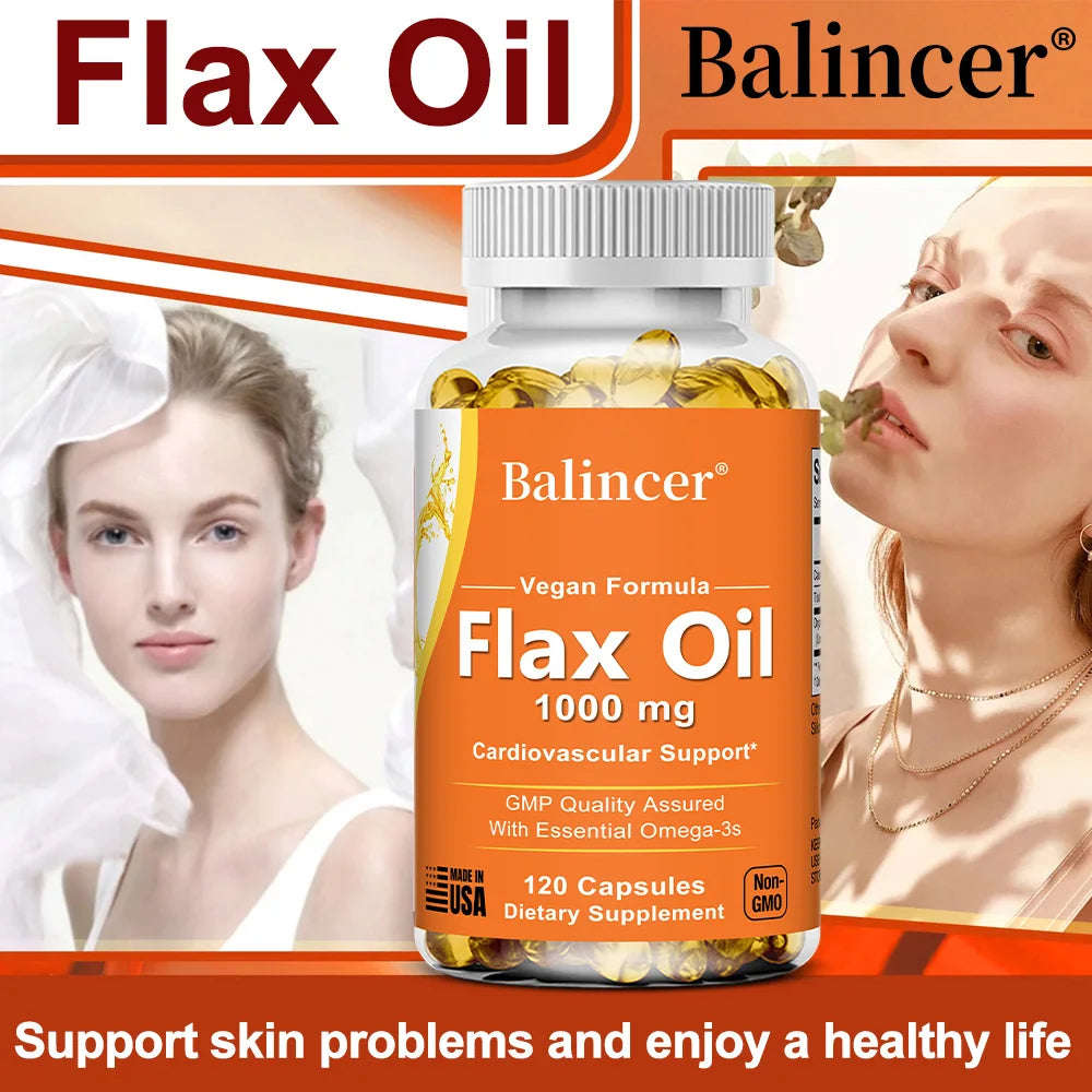 Flaxseed Oil 1000mg Capsules – Vegan Omega 3-6-9 Supplement Omega Supplement Qst
