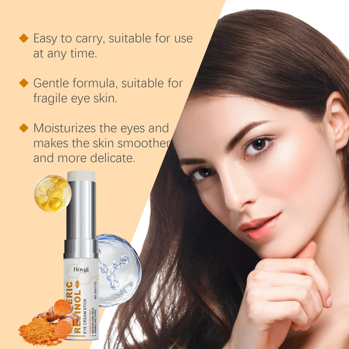 Turmeric Retinol Eye Cream Stick – Brighten & Depuff Eye Cream Stick Qme