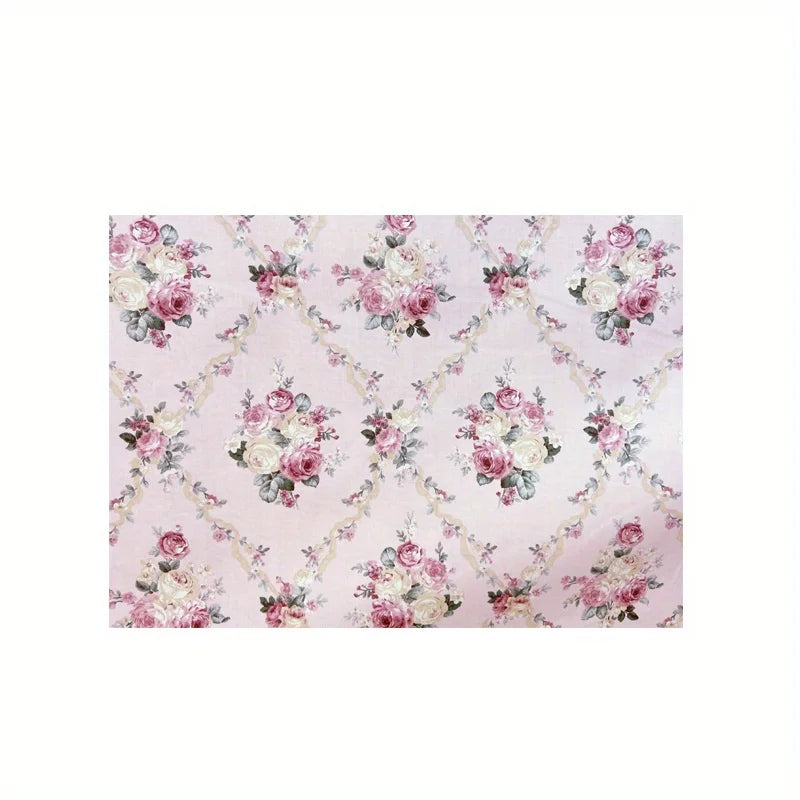 Pink Rose Printed Polyester Fabric for Sewing & DIY Crafts Craft Sewing Fabric Qme 1PC 63 inch X 39.37 inch