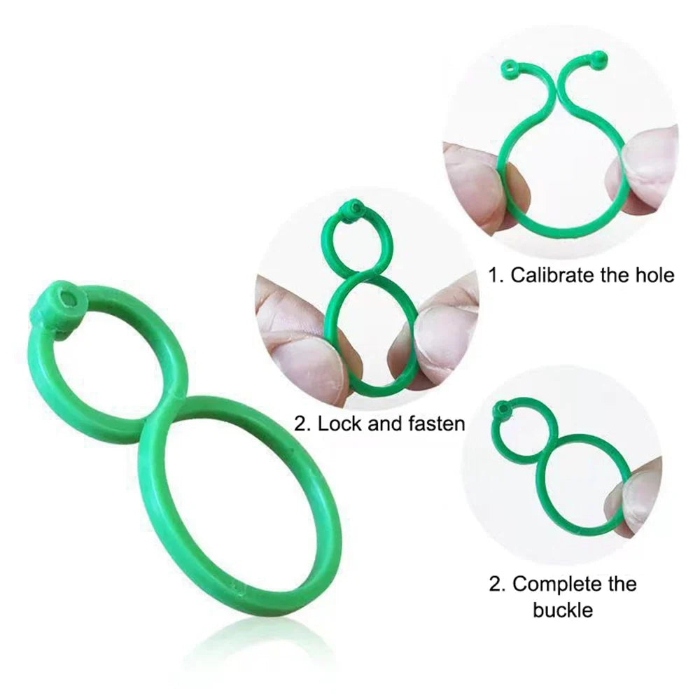 Figure-Eight Plant Support Buckles | Plastic Binding Clips 50pk Plant Support Clips Qme