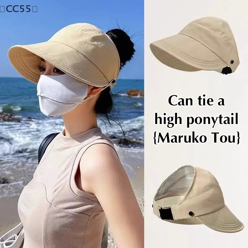 Women's UPF50+ Quick Dry Hollow Top Outdoor Sun Visor Hat Sun Visor Hat Qst