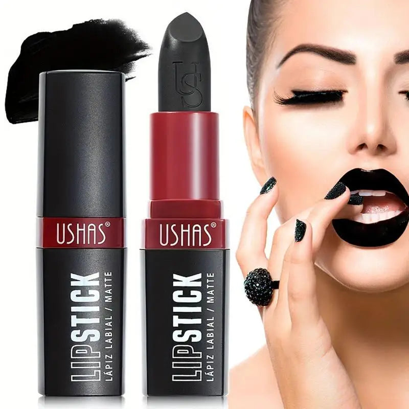 Matte Vampire Black Lipstick – Highly Pigmented Velvet Finish Matte Lipstick Qme