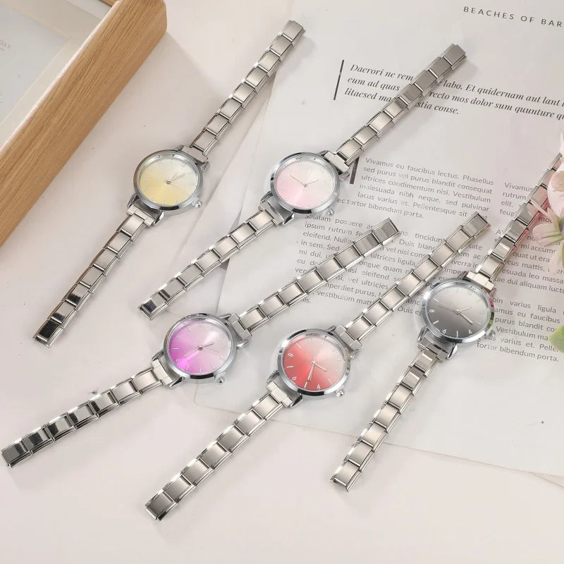 Women's Stainless Steel Blush Watch Bracelet Bangle – 38 Colors Bangle Watch Qme