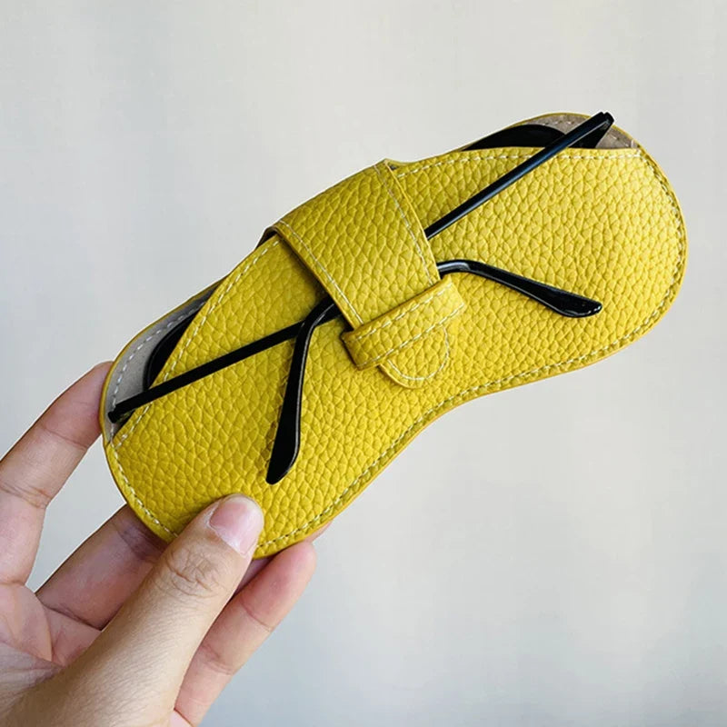 PU Leather Glasses Case – Portable Sunglasses Storage Bag Glasses Storage Case Qme Yellow