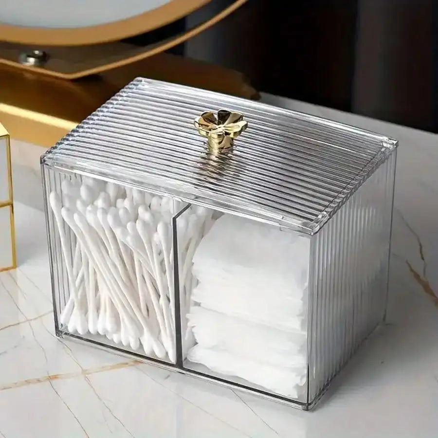 Clear Makeup Cotton Pad Organizer Box | Vanity Storage Vanity Organizer Box Qme
