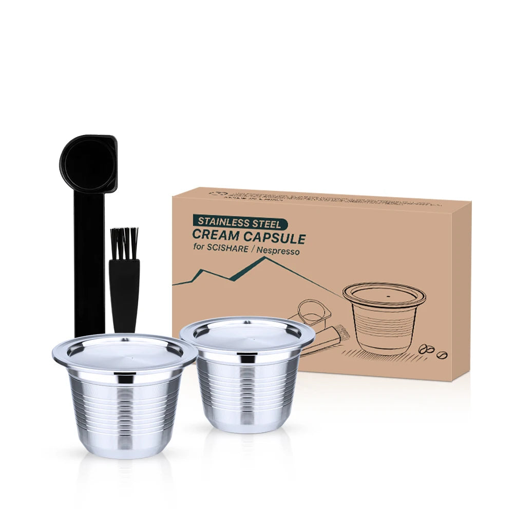 Reusable Stainless Steel Capsule for Xiaomi Scishare & Nespresso Reusable Coffee Capsule Qst 2Capsules