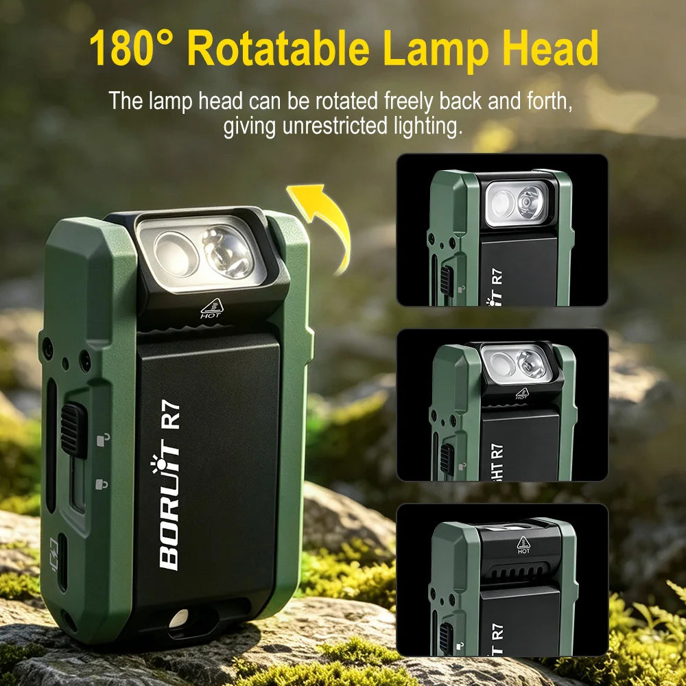 BORUiT R7 800LM RGB Keychain Flashlight – Type-C Rechargeable Keychain Flashlight Qst