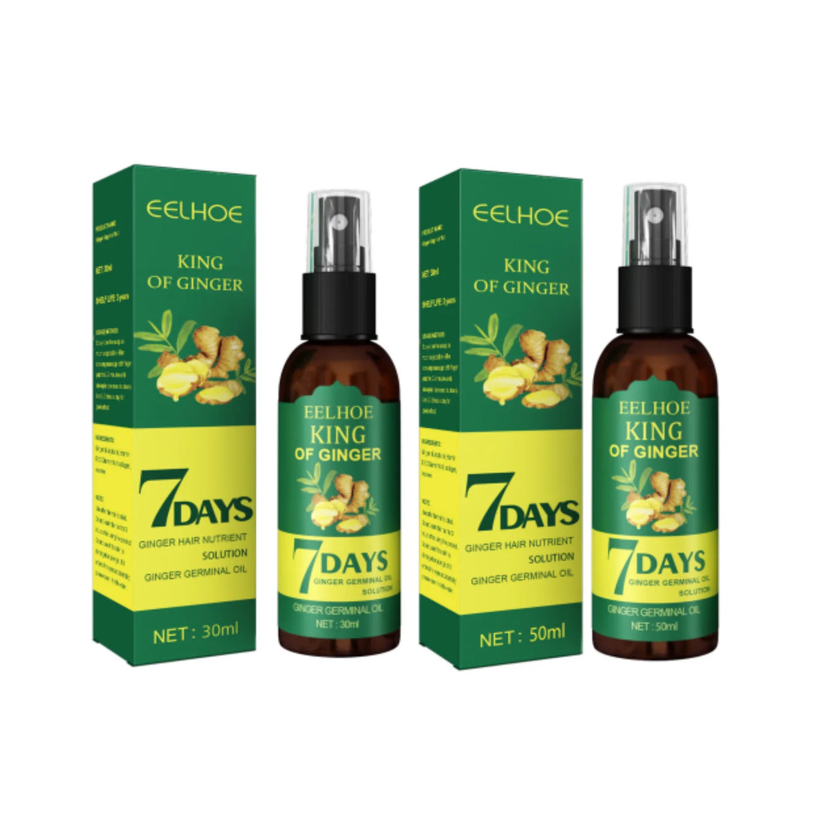 EELHOE 7-Day Ginger Hair Growth Spray Scalp Serum 50ml Hair Growth Serum Qst 30ml and 50ml
