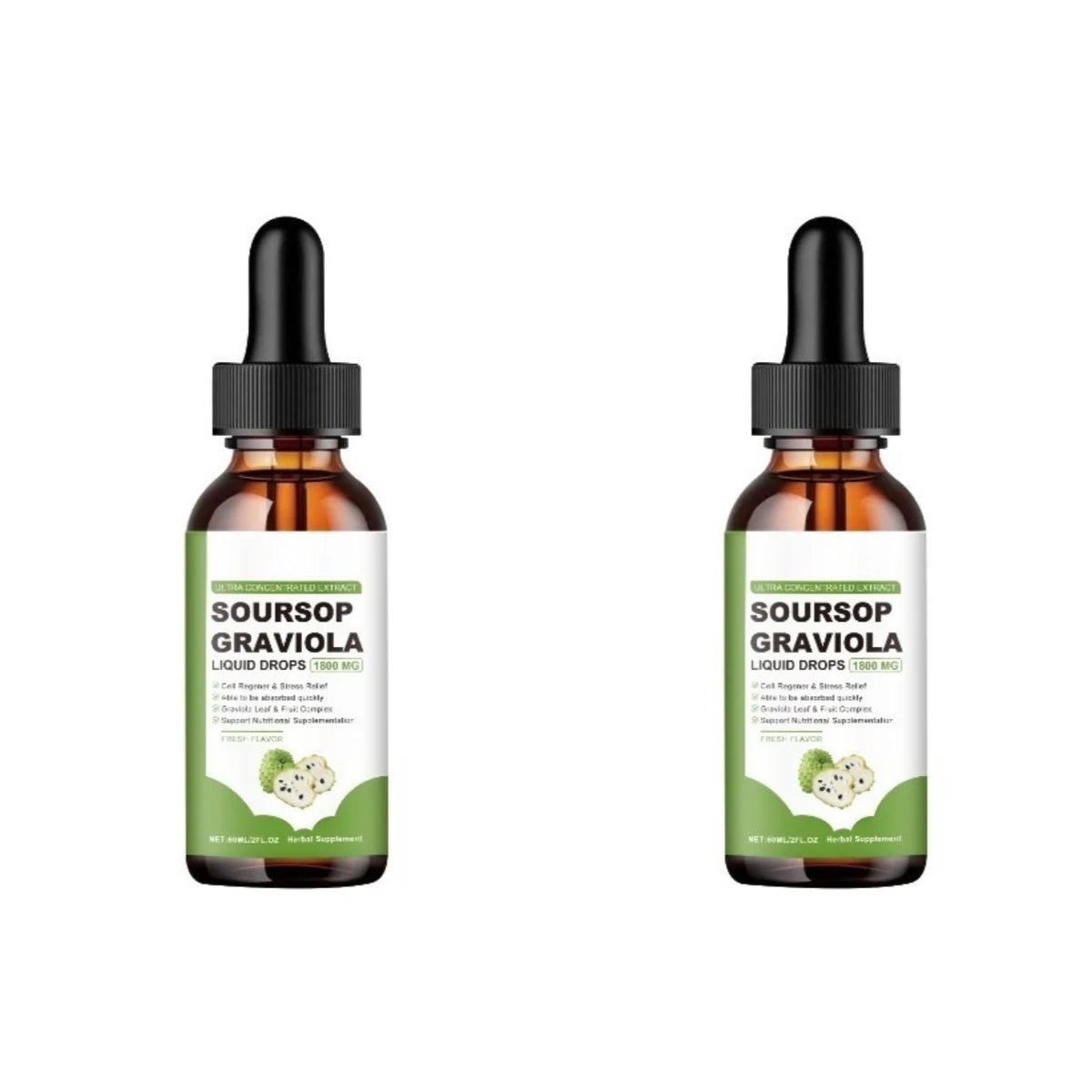 Soursop Graviola Extract Drops – 60ml Liquid Herbal Supplement Herbal Liquid Supplement Qst 120 ml(Pack of 2)