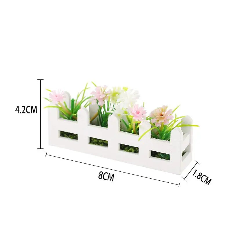 1:12 Scale Dollhouse Simulated Flower Fence Decor Miniature Dollhouse Miniature Decor Qme